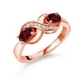 thumbnail image 1 of Gem Stone King 1.11 Ct Red Rhodolite Garnet White Created Sapphire 18K Rose Gold Plated Silver Ring, 1 of 5