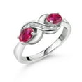 thumbnail image 1 of Gem Stone King 1.11 Cttw Oval Red Created Ruby and White Created Sapphire 925 Sterling Silver Infinity Promise Ring for Women | Available in Size 5, 6, 7, 8, 9, 1 of 5