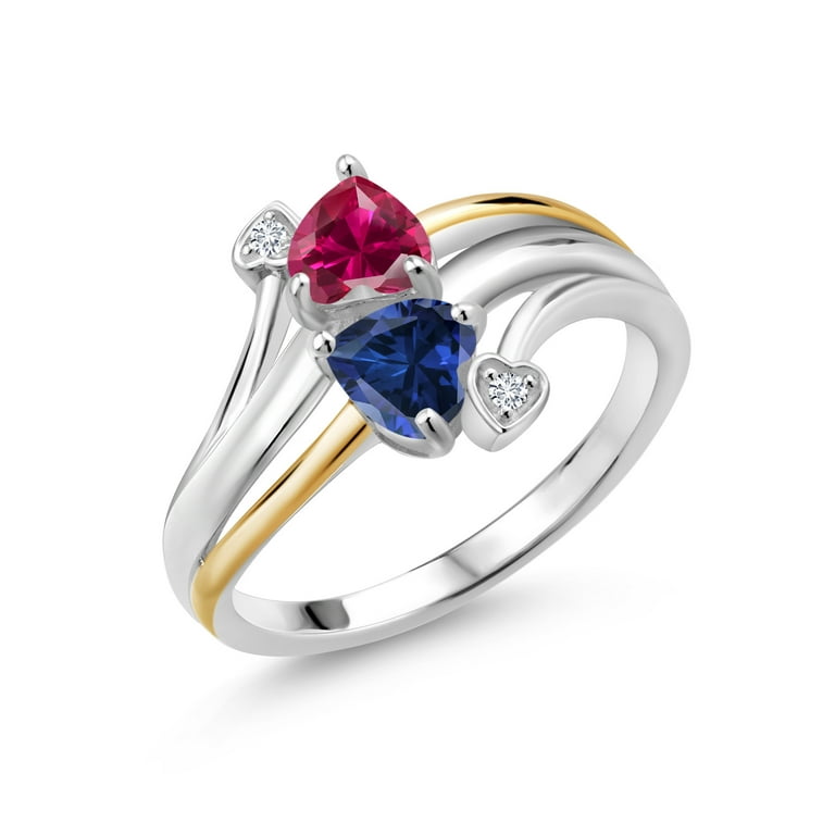 10k White Gold Created Blue Sapphire and Lab Grown Diamond Promise Ring 10k White Gold Created Blue Sapphire and Lab Grown Diamond Promise Ring