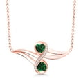 thumbnail image 1 of Gem Stone King 1.13 Ct Green Simulated Emerald White Created Sapphire 18K Rose Gold Plated Silver Necklace, 1 of 4