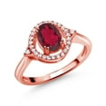 thumbnail image 1 of Gem Stone King 1.14 Ct Oval Red Mystic Topaz 18K Rose Gold Plated Silver Ring (Size 8), 1 of 4