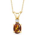 thumbnail image 1 of Gem Stone King 1.15 Ct Orange Red Madeira Citrine White Created Sapphire 18K Yellow Gold Plated Silver Pendant with Chain, 1 of 4