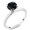 thumbnail image 1 of Gem Stone King 14K White Gold Black Sapphire Solitaire Engagement 4-Prong Ring for Women | 1.15 Cttw | Round 6MM | Gemstone September Birthstone (Size 7), 1 of 4
