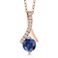 thumbnail image 1 of Gem Stone King 1.15 Ct Round Blue Created Sapphire 18K Rose Gold Plated Silver Pendant, 1 of 6