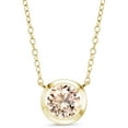 thumbnail image 1 of Gem Stone King 1.15 Ct Round Peach Morganite 18K Yellow Gold Plated Silver Solitaire Necklace, 1 of 4
