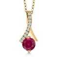 thumbnail image 1 of Gem Stone King 1.15 Ct Round Red Created Ruby 18K Yellow Gold Plated Silver Pendant, 1 of 6