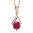 thumbnail image 1 of Gem Stone King 1.15 Ct Round Red Ruby 18K Rose Gold Plated Silver Pendant, 1 of 6