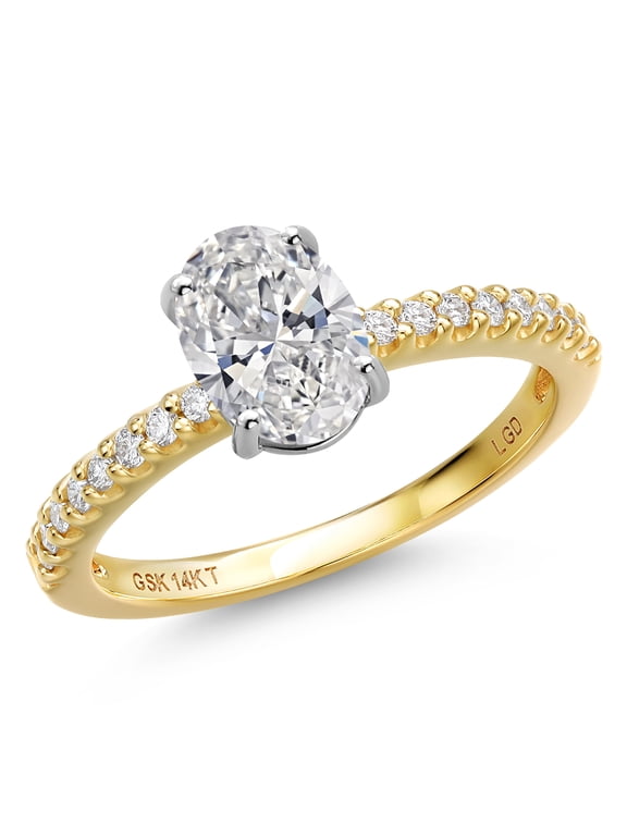1.16 Cttw IGI Certified Lab Grown Diamond in 14K Two-Tone Gold Engagement Ring for Women | Oval Cut Center Diamond 1 Ct | D-E Color | VS1 Clarity | Size 5