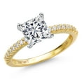 thumbnail image 1 of Gem Stone King 1.16 Cttw IGI Certified Lab Grown Diamond in 14K Two-Tone Gold Engagement Ring for Women | Princess Cut Center Diamond 1 Ct | E-F Color | VS1 Clarity | Size 5, 1 of 6