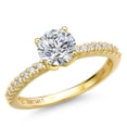 thumbnail image 1 of Gem Stone King 1.16 Cttw IGI Certified Lab Grown Diamond in 14K Yellow Gold Engagement Ring for Women | Round Center Diamond 1.00 Ct | D-E Color | VS1-VS2 Clarity | Size 7, 1 of 6