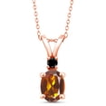 thumbnail image 1 of Gem Stone King 1.17 Ct Orange Red Madeira Citrine Black Diamond 18K Rose Gold Plated Silver Pendant with Chain, 1 of 4