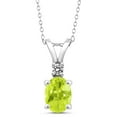 thumbnail image 1 of Gem Stone King 1.17 Ct Oval Yellow Lemon Quartz White Diamond 925 Sterling Silver Pendant, 1 of 4