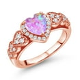 thumbnail image 1 of Gem Stone King 1.18 Ct Heart Shape Pink Simulated Opal 18K Rose Gold Plated Silver Ring, 1 of 5