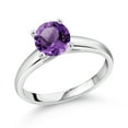 thumbnail image 1 of Gem Stone King 1.20 Ct 7mm Round Purple Amethyst 10K White Gold Ring (Size 5), 1 of 4