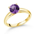 thumbnail image 1 of Gem Stone King 1.20 Ct 7mm Round Purple Amethyst 10K Yellow Gold Ring (Size 9), 1 of 4
