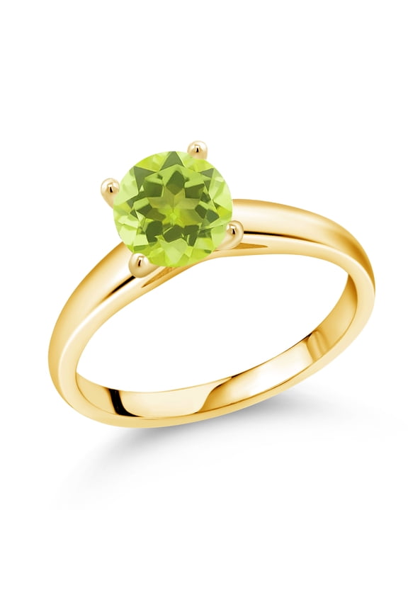 1.20 Ct 7mm Round Yellow Lemon Quartz 10K Yellow Gold Ring (Size 9)