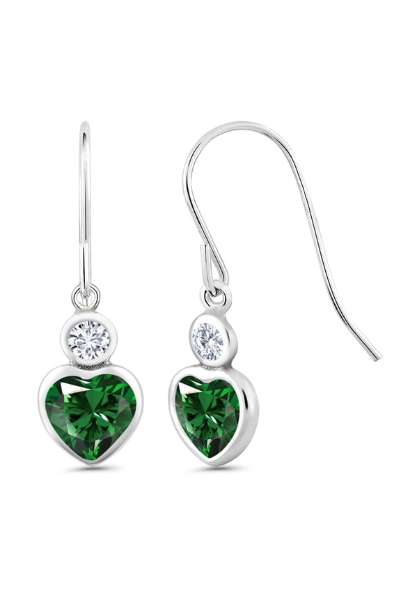 1.20 Ct Green Nano Emerald G/H Lab Grown Diamond 14K White Gold Earrings