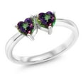 thumbnail image 1 of Gem Stone King 1.20 Ct Heart Shape Green Mystic Topaz 925 Sterling Silver Ring (Size 5), 1 of 6