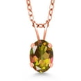 thumbnail image 1 of Gem Stone King 1.20 Ct Oval Mango Mystic Topaz 18K Rose Gold Plated Silver Pendant with Chain, 1 of 6