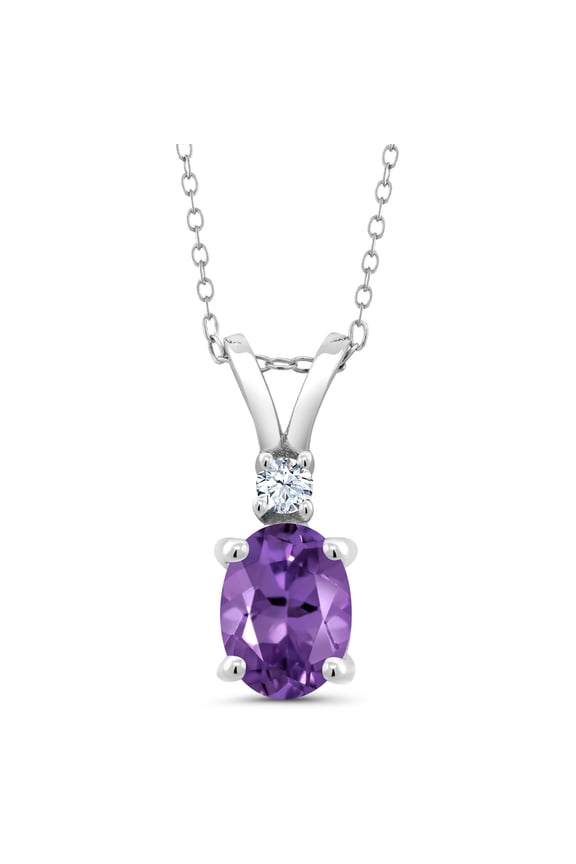 1.20 Ct Oval Purple Amethyst 925 Sterling Silver Pendant