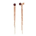 thumbnail image 1 of Gem Stone King 1.20 Ct Round 5mm Red Rhodolite Garnet 18K Rose Gold Plated Silver Stud Extra Long Statement Enhancer Earrings 3.5 inch, 1 of 3