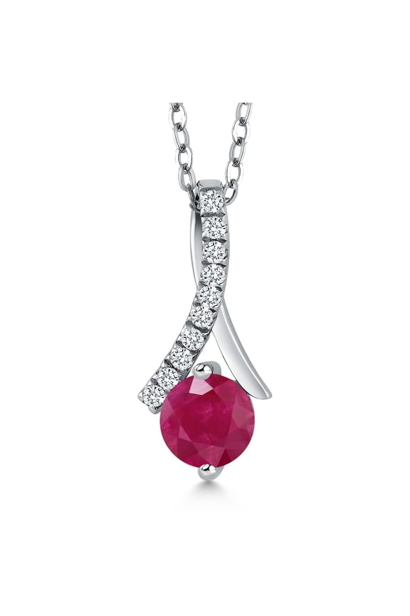 1.20 Ct Round Red Ruby 925 Sterling Silver Pendant