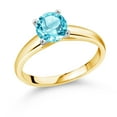 thumbnail image 1 of Gem Stone King 1.20 Ct Round Swiss Blue Topaz 10K Yellow and White Gold Ring Ring (Size 7), 1 of 4
