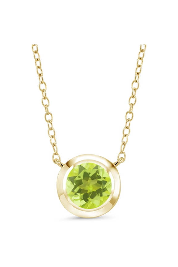1.20 Ct Round Yellow Lemon Quartz 18K Yellow Gold Plated Silver Solitaire Necklace