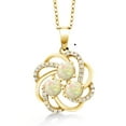 thumbnail image 1 of Gem Stone King 1.22 Ct Round Cabochon White Ethiopian Opal 18K Yellow Gold Plated Silver Pendant, 1 of 5