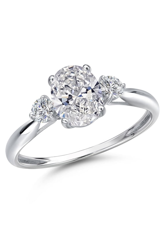 1.22 Cttw Lab Grown Diamond 3-Stone Ring for Women | 10K White Gold | Center Diamond 1.00 Ct | IGI Certified | D-E Color | VS1-VS2 Clarity
