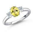 thumbnail image 1 of Gem Stone King 925 Sterling Silver Canary Mystic Topaz and White Topaz Engagement Ring for Women | 1.23 Cttw | Oval 7X5MM | Gemstone November Birthstone | Size 8, 1 of 6