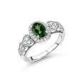 thumbnail image 1 of Gem Stone King 1.23 Ct Oval Emerald Envy Mystic Topaz 925 Sterling Silver Engagement Ring, 1 of 4