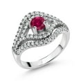 thumbnail image 1 of Gem Stone King 1.23 Ct Round Red Created Ruby 925 Sterling Silver Ring, 1 of 2
