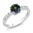 thumbnail image 1 of Gem Stone King 1.24 Ct Round Green Mystic Topaz Rhodium Plated Ring (Size 8), 1 of 4