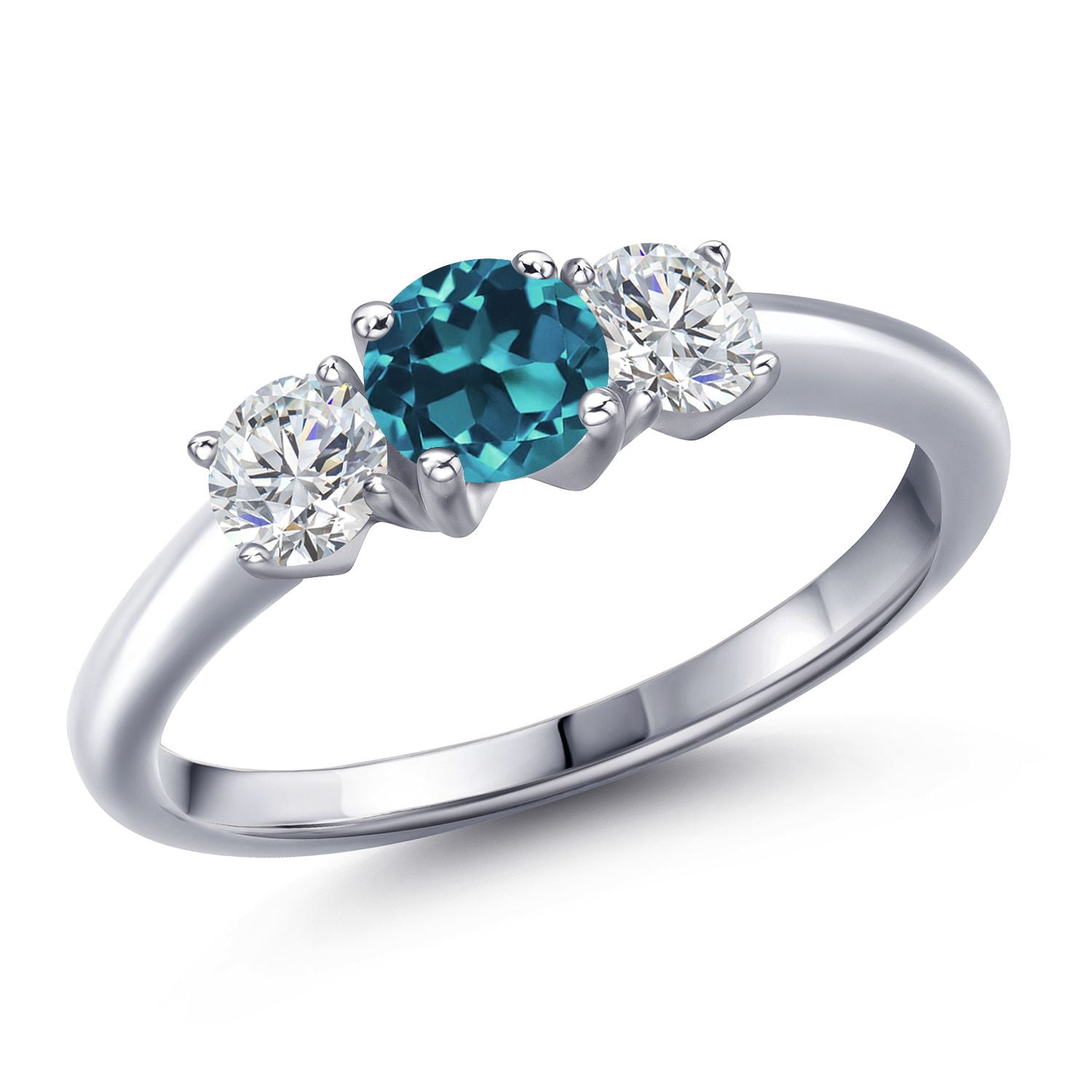 Gem Stone King 925 Sterling Silver London Blue Topaz and Lab Grown ...