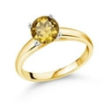 thumbnail image 1 of Gem Stone King 10K White And Yellow Gold Champagne Quartz Engagement Ring for Women | 1.25 Cttw | Round 7MM | Gemstone Birthstone | Size 5, 1 of 4