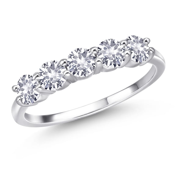 Gem Stone King 1.25 Ct Round Hearts and Arrows White Created Sapphire 925 Sterling Silver Ring