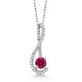 thumbnail image 1 of Gem Stone King 1.26 Ct Red Created Ruby White Created Sapphire 925 Sterling Silver Pendant with Chain, 1 of 3