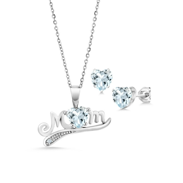 Gem Stone King 1.26 Ct Sky Blue Aquamarine 925 Sterling Silver Pendant