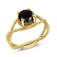 thumbnail image 1 of Gem Stone King 1.28 Ct Round Black Onyx 18K Yellow Gold Plated Silver Ring, 1 of 6