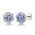 thumbnail image 1 of Gem Stone King 1.28 Ct Round Blue Tanzanite 925 Sterling Silver Earrings, 1 of 4