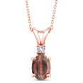 thumbnail image 1 of Gem Stone King 1.30 Ct Red Tiger Eye White Created Sapphire 18K Rose Gold Plated Silver Pendant with Chain, 1 of 4
