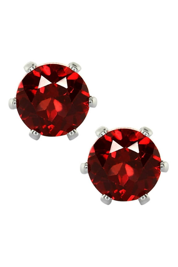 1.30 Ct Round 5.00MM Red Garnet 6 Prongs Stud Earrings for Women Men