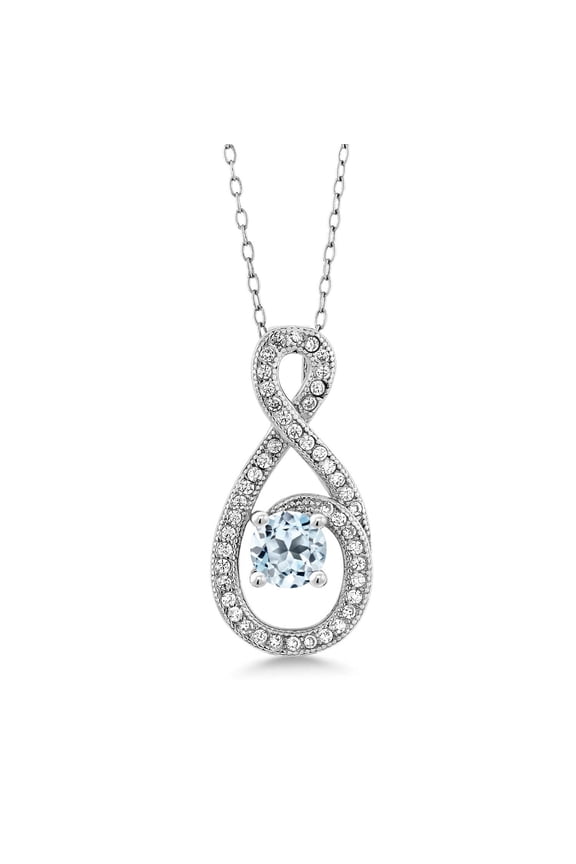 1.30 Ct Round Sky Blue Topaz 925 Sterling Silver Pendant with Chain
