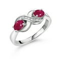 thumbnail image 1 of Gem Stone King 1.31 Ct Oval Red Ruby White Created Sapphire 925 Sterling Silver Ring, 1 of 5