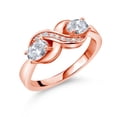thumbnail image 1 of Gem Stone King 1.31 Ct Oval White Topaz White Created Sapphire 18K Rose Gold Plated Silver Ring, 1 of 5