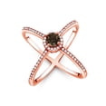 thumbnail image 1 of Gem Stone King 1.32 Ct Round Brown Smoky Quartz 18K Rose Gold Plated Silver Criss Cross X Ring, 1 of 5