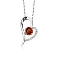 thumbnail image 1 of Gem Stone King 925 Sterling Silver Heart Shape Pendant Necklace for Women (Round 6MM, Gemstone Birthstone, with 18 inch Chain), 1 of 6