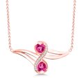 thumbnail image 1 of Gem Stone King 1.33 Ct Pink Created Sapphire White Created Sapphire 18K Rose Gold Plated Silver Necklace, 1 of 4