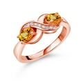 thumbnail image 1 of Gem Stone King 1.34 Ct Yellow Sapphire White Created Sapphire 18K Rose Gold Plated Silver Ring, 1 of 5